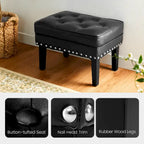 Set of 2 22W Leatherette Button-tufted Foot Stools Ottomans